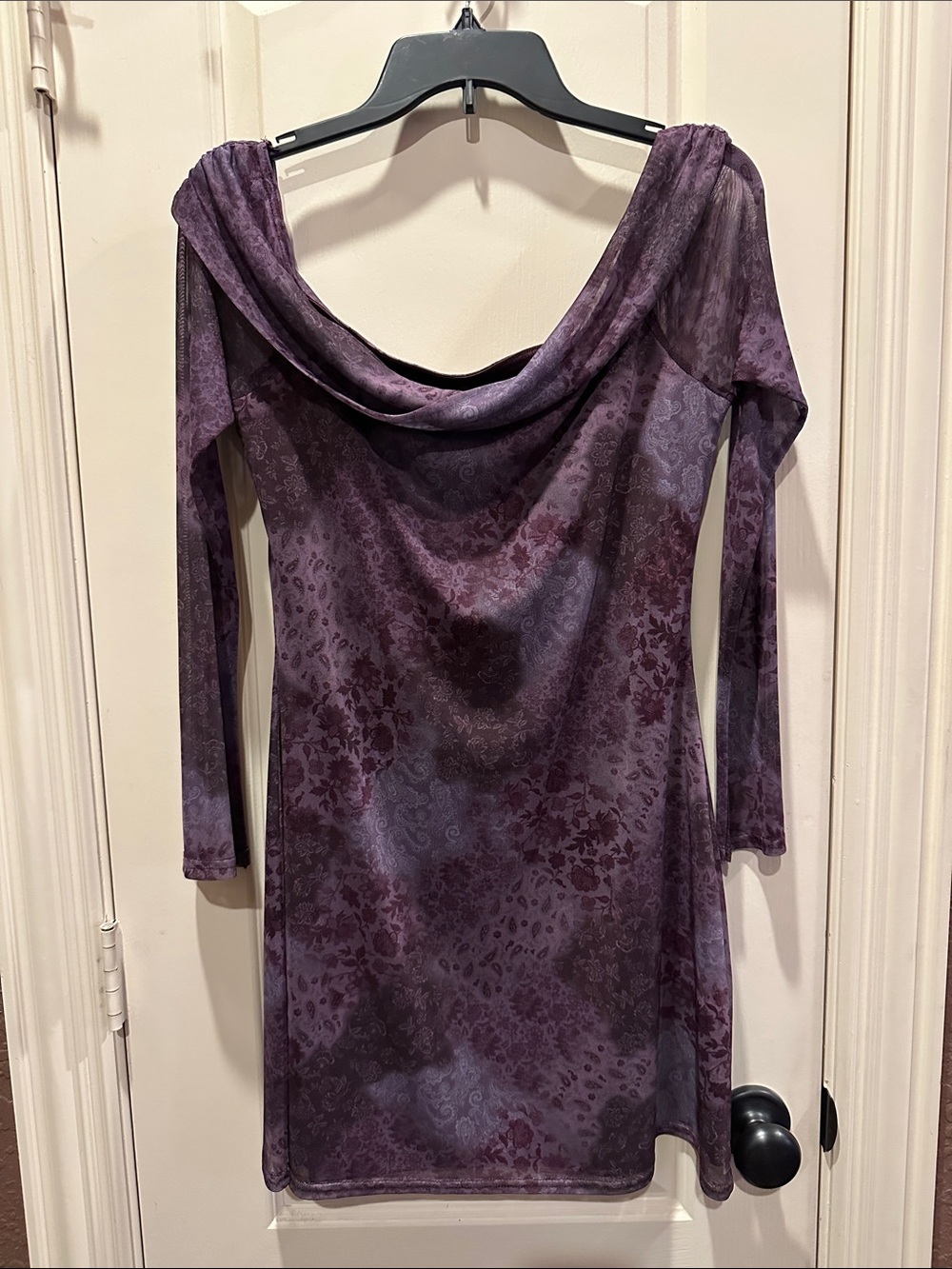 Urban Outfitters Purple Long Sleeve Cowl-Neck Dress